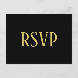 Diseño Negro y Dorado - Tarjeta Postal de RSVP/Opc