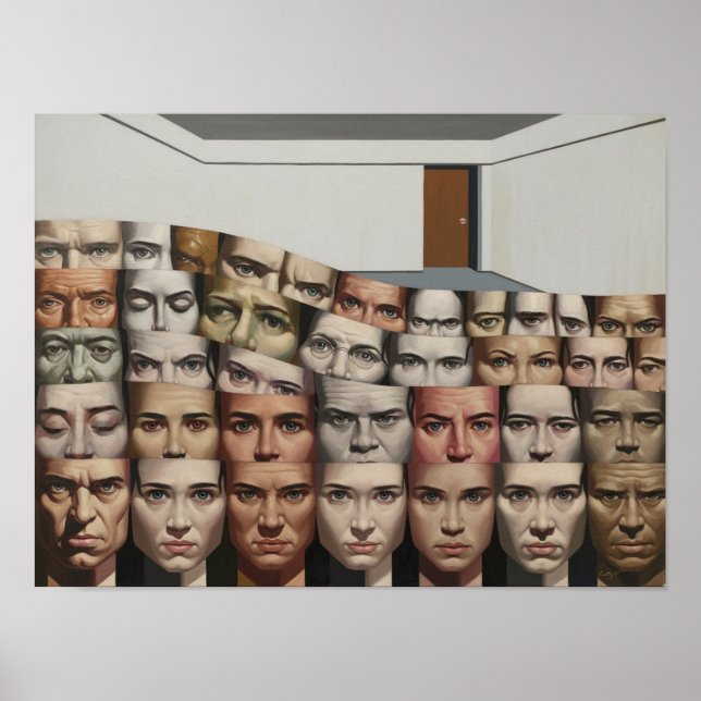 Diseño "Ola de rostros" Imprimir arte de pared Pos (Frente)