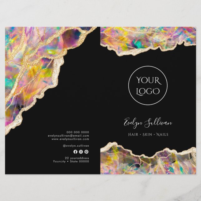 Diseño óptico en el folleto del menú de servicios  (Anverso)