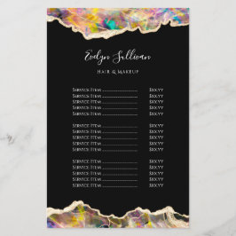 Diseño óptico en volante de lista de precios negro