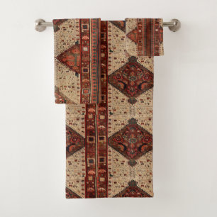 Diseño oriental de la alfombra en naranja y crema