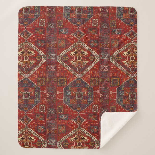 Diseño oriental de la manta en no5 rojo oscuro (Anverso)