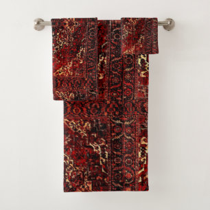 Diseño oriental de la manta en rojo oscuro