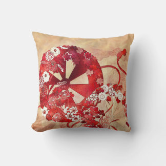 Diseño Oriental en Rojo, Granate y Almohada de Cre