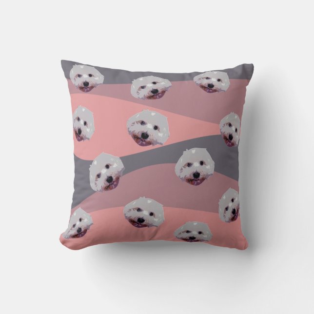 Diseño original de almohada de perro maltesa (Anverso)