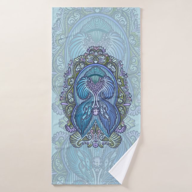 Diseño Ornate Blue & Verde azulado Mandala (Toalla de baño)