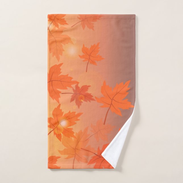 Diseño otoñal con hojas de arce y efecto bokeh (Toalla de mano)