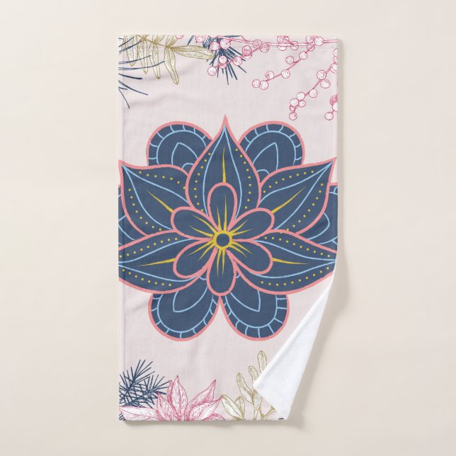 Diseño paisley, arte gráfico azul y púrpura (Toalla de mano)