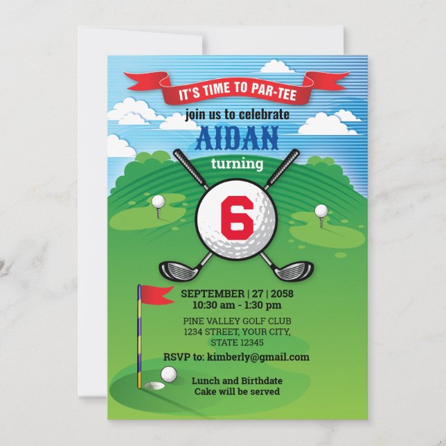Diseño Par-Tee de cumpleaños de Golf Boy (Anverso)