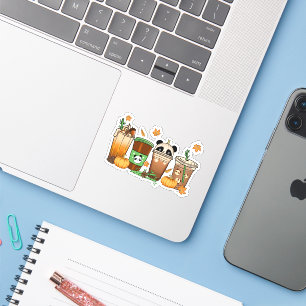 Diseño Pegatina con tema de café otoñal