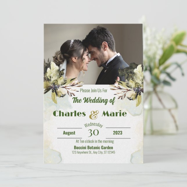 Diseño personalizado de la invitación a la boda (Anverso de pie)