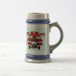 Diseño plano de la taza de cerveza del barón rojo