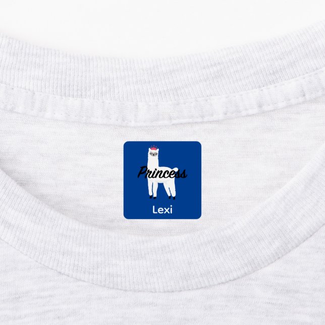 Diseño Princess Lama - Etiqueta de ropa cuadrada p (Fijada)