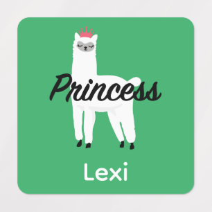 Diseño Princess Lama - Etiqueta de ropa cuadrada p
