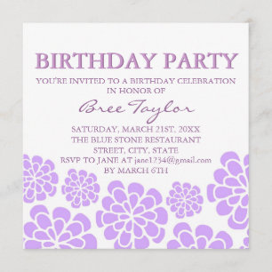 Diseño Purple Mod Flower Invitación de cumpleaños