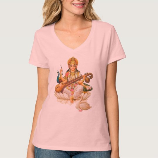 Diseño religioso de la camiseta de Saraswati de la