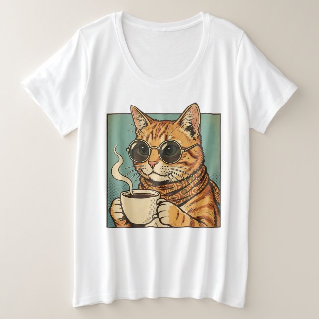 Diseño Retro de Cool Cat Coffee para Amantes de lo (Anverso del diseño)