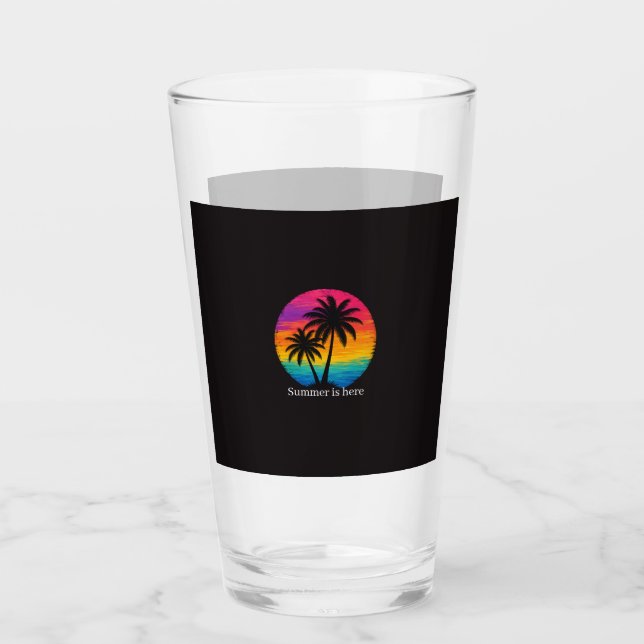 Diseño Retro de Palmeras en Puesta de Sol Tropical (Anverso)