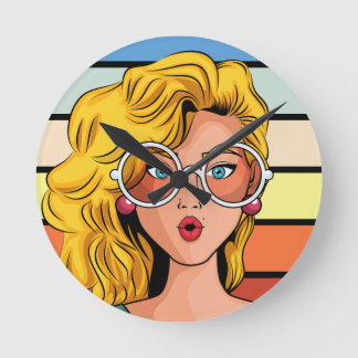 Diseño retro de potencia chica reloj de pared