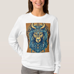 Diseño retro-futurista de camiseta de león geométr