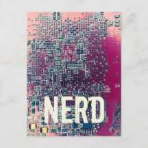 Diseño retro nerd de la tarjeta de circuito rojo