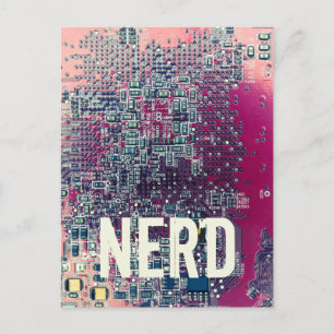 Diseño retro nerd de la tarjeta de circuito rojo