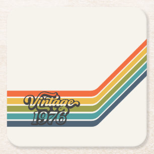 Diseño retro vintage de 1976 de posavasos de papel