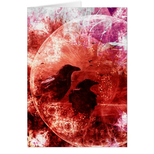 Diseño rojo bonito de la fantasía del cuervo del (Frente)