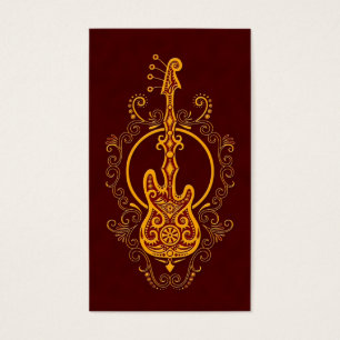 Diseño rojo de oro complejo de la guitarra baja