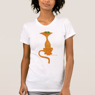 Diseño rojo divertido de la camiseta del gato