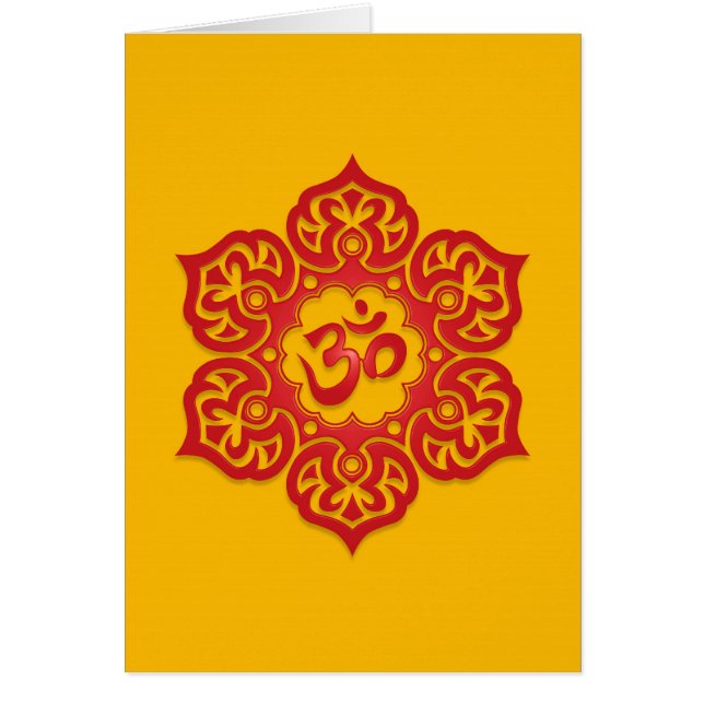 Diseño rojo y amarillo floral de Aum (Frente)