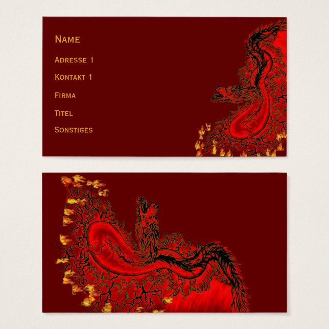 Diseño rojo y dorado de China Dragon (Anverso y reverso)