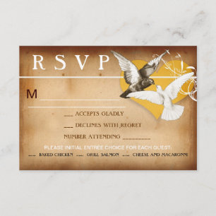 diseño romántico del rsvp de los pájaros y del