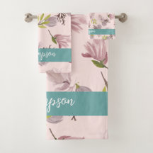 Diseño romántico moderno monograma rosa y azul