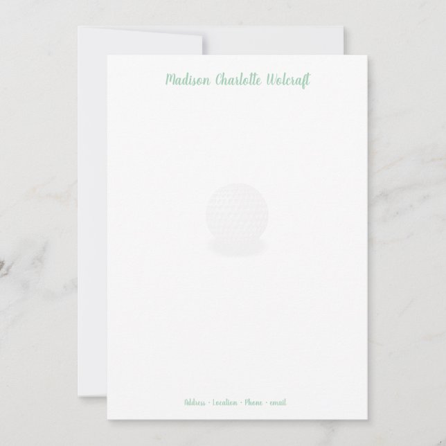 Diseño sencillo de temas de golf Tarjeta de nota p (Anverso)