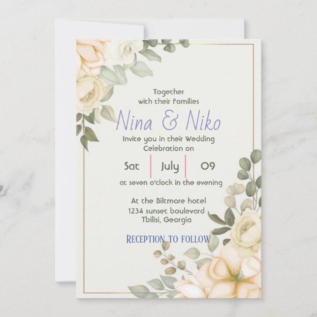 Diseño sencillo y elegante Invitación (Anverso)