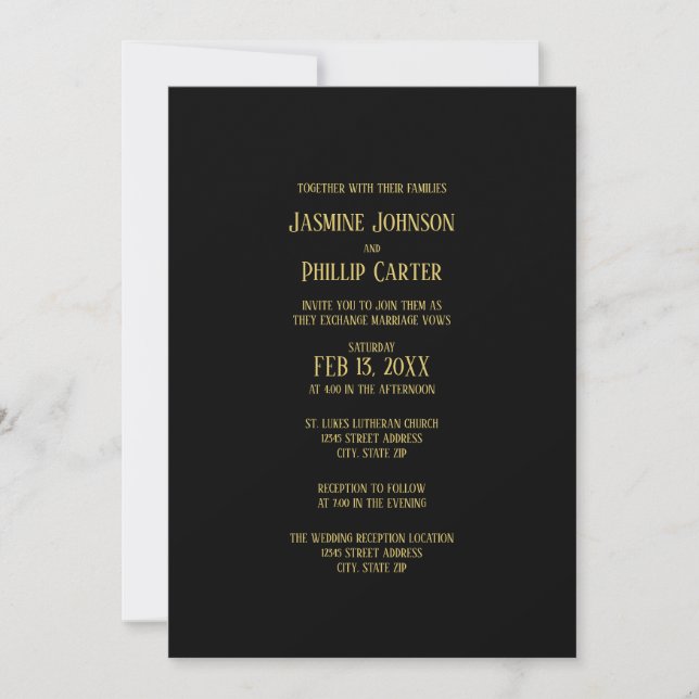Diseño Simple B&G - Invitación a Boda/Recepción (Anverso)