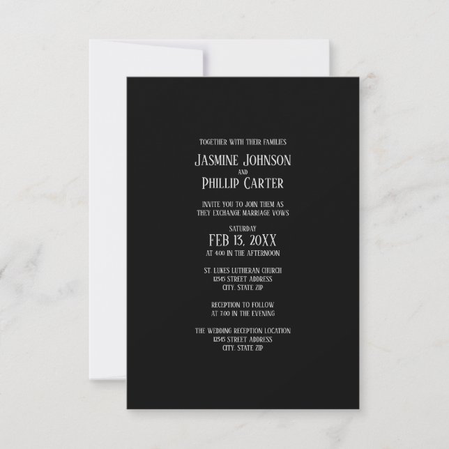 Diseño Simple B&G - Invitación de Boda/Recepción 3 (Anverso)