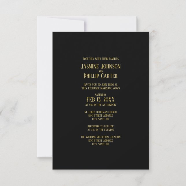 Diseño Simple B&G - Invitación de Boda/Recepción 3 (Anverso)
