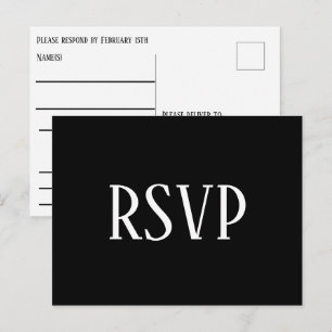 Diseño simple B&N - Tarjeta postal de RSVP/eleccio