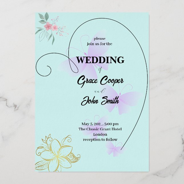 Diseño simple de tarjetas boda (Anverso)