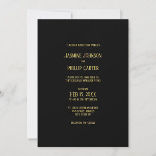 Diseño Simple Negro y Dorado - Invitación de Boda
