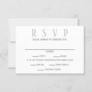 Diseño simpleGris - Invitación a elegir RSVP/Dinne