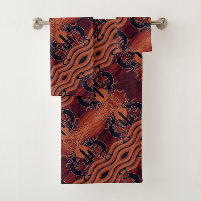 Diseño suroeste Naranja Kokopelli y patrón negro (In situ)