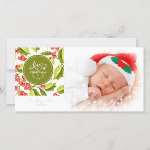 Diseño Tradicional de Acebo Feliz Navidad Foto
