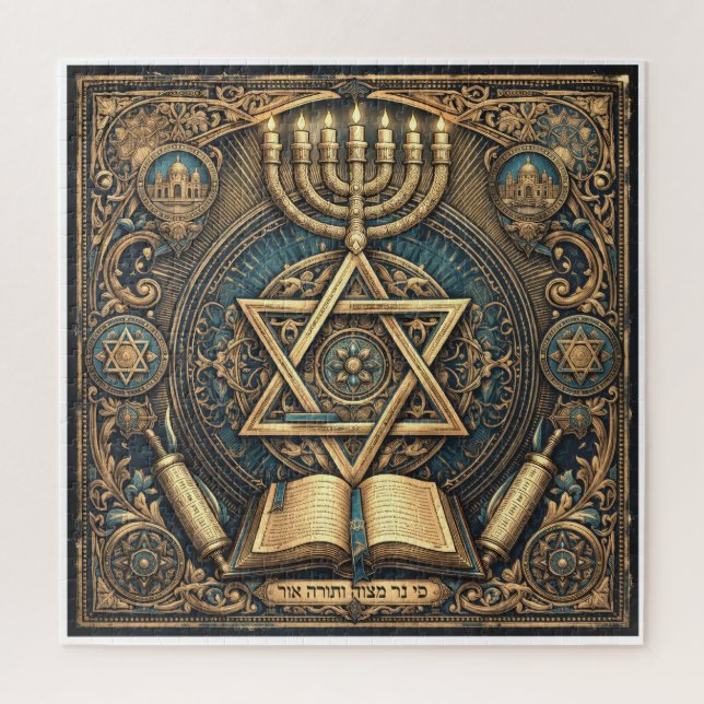 Diseño tradicional de judaica y rompecabezas aluci (Vertical)