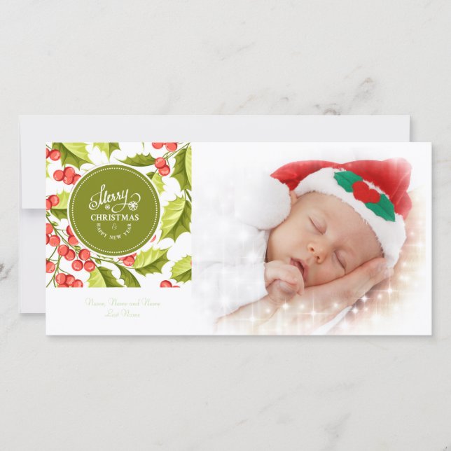 Diseño tradicional Holly Feliz Navidad (Anverso)