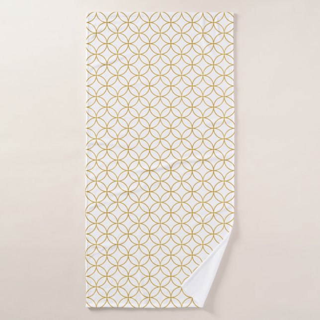 Diseño tradicional japonés2 -SHIPPO- blanco y oro (Toalla de baño)