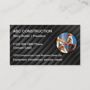 Diseño único de tarjetas de visita de construcción