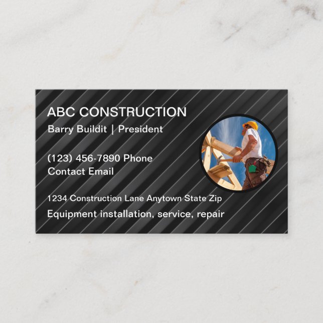 Diseño único de tarjetas de visita de construcción (Anverso)